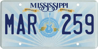 MS license plate MAR259