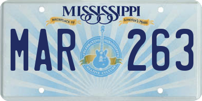 MS license plate MAR263