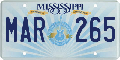 MS license plate MAR265