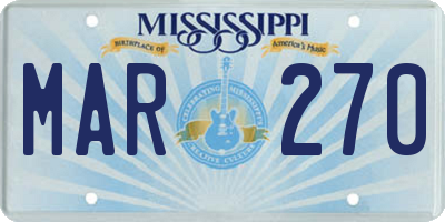 MS license plate MAR270