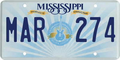 MS license plate MAR274
