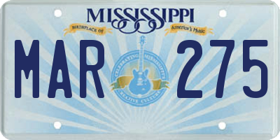 MS license plate MAR275