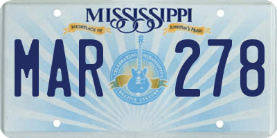 MS license plate MAR278