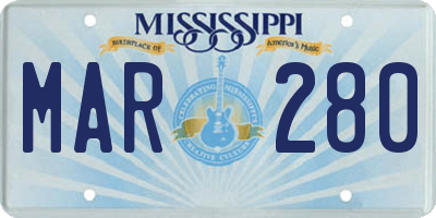 MS license plate MAR280
