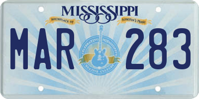 MS license plate MAR283
