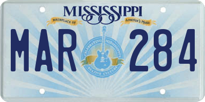 MS license plate MAR284
