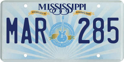 MS license plate MAR285