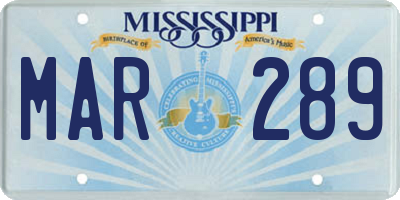 MS license plate MAR289