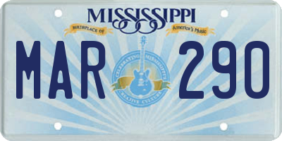 MS license plate MAR290