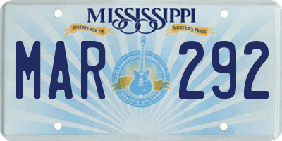 MS license plate MAR292