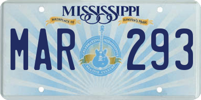 MS license plate MAR293