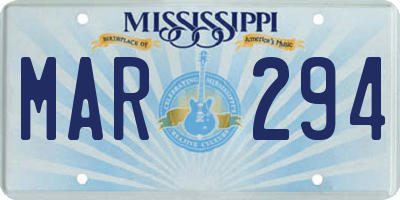 MS license plate MAR294