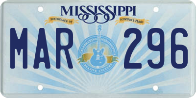 MS license plate MAR296
