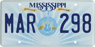MS license plate MAR298