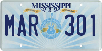 MS license plate MAR301