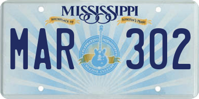MS license plate MAR302