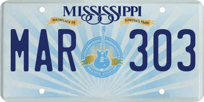 MS license plate MAR303