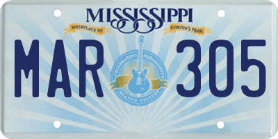 MS license plate MAR305