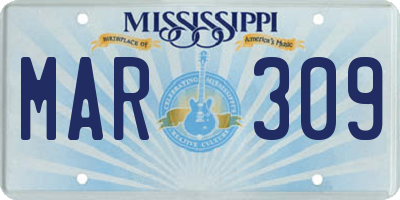 MS license plate MAR309