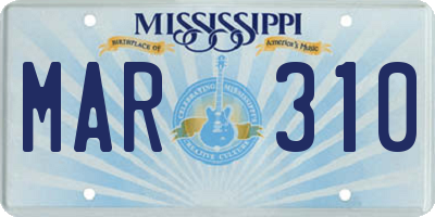 MS license plate MAR310