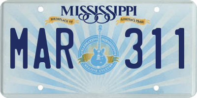 MS license plate MAR311