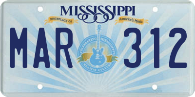 MS license plate MAR312