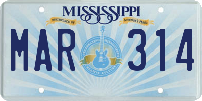 MS license plate MAR314