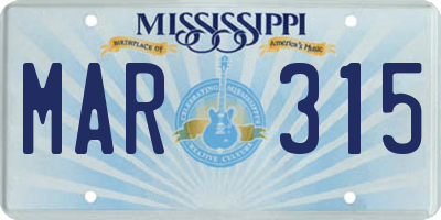 MS license plate MAR315
