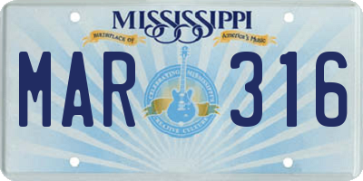 MS license plate MAR316