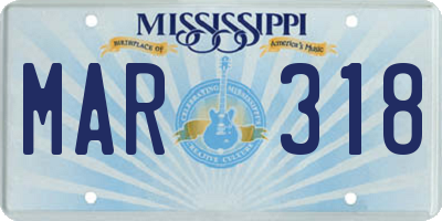 MS license plate MAR318