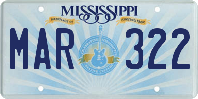 MS license plate MAR322