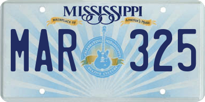 MS license plate MAR325