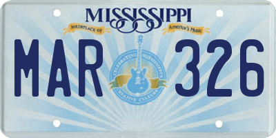 MS license plate MAR326