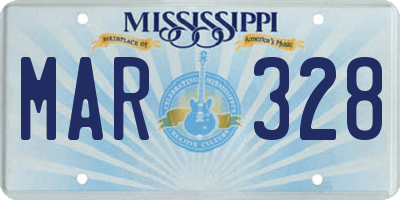 MS license plate MAR328