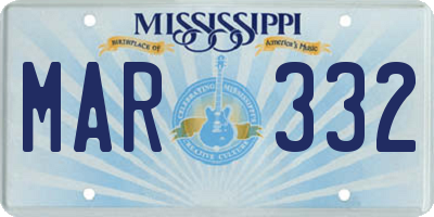 MS license plate MAR332
