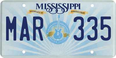 MS license plate MAR335