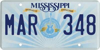 MS license plate MAR348