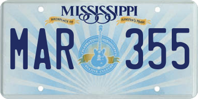 MS license plate MAR355