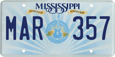 MS license plate MAR357