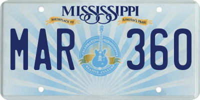 MS license plate MAR360
