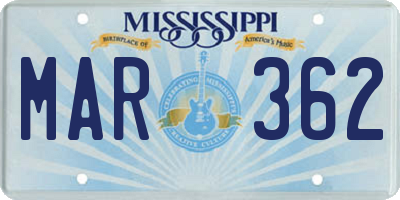 MS license plate MAR362