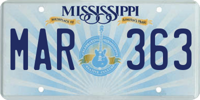 MS license plate MAR363