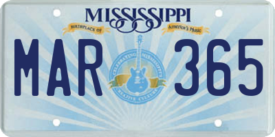 MS license plate MAR365