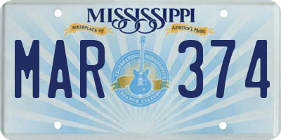 MS license plate MAR374