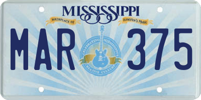 MS license plate MAR375