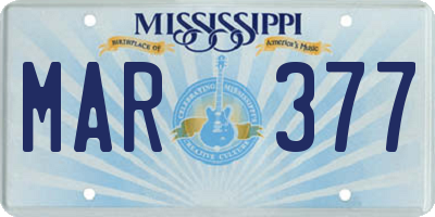 MS license plate MAR377