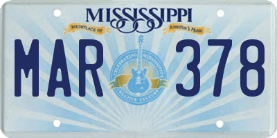 MS license plate MAR378