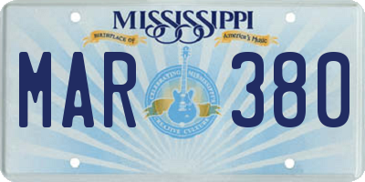 MS license plate MAR380