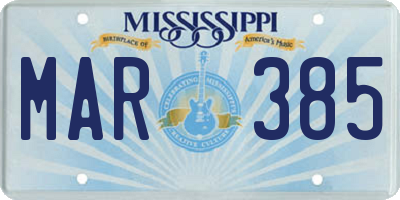 MS license plate MAR385