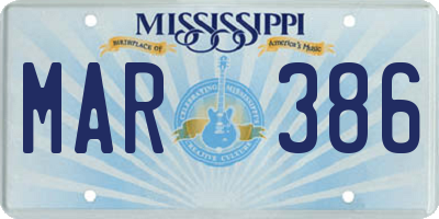 MS license plate MAR386